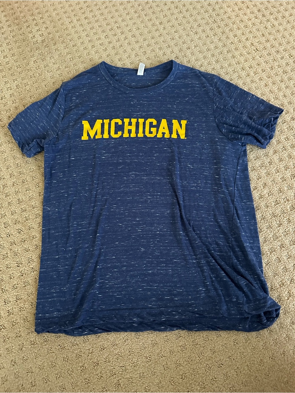 Bella Canvas Navy Heather Michigan Short Sleeve Tee with Yellow Logo